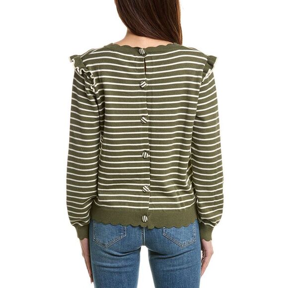 Anna Kay Womens Striped Cashmere-Blend, Black - Picture 2 of 3